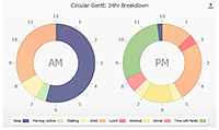 Circular gantt chart with a custom legend.