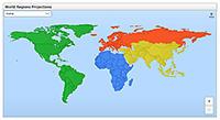 World regions shown with and without projection.