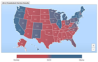 A thematic election map with a smartPalette tuned to have a higher resolution center.